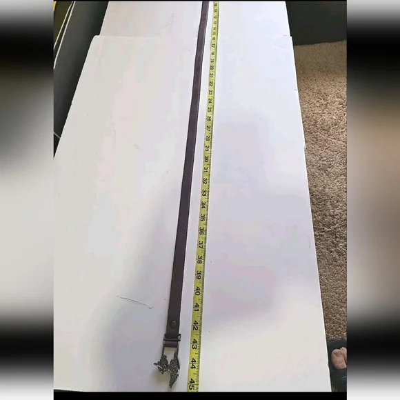 John Fluevog Ladies Leather Belt Purple Angel Buckle Size 36 - Picture 8 of 9